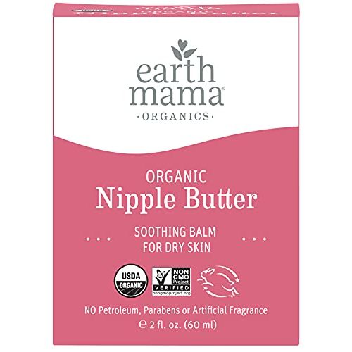 Organic Nipple Butter Breastfeeding Cream by Earth Mama | Lanolin-free, Safe for Nursing & Dry Skin, Non-GMO Project Verified, 2-Fluid Ounce (Packaging May Vary)