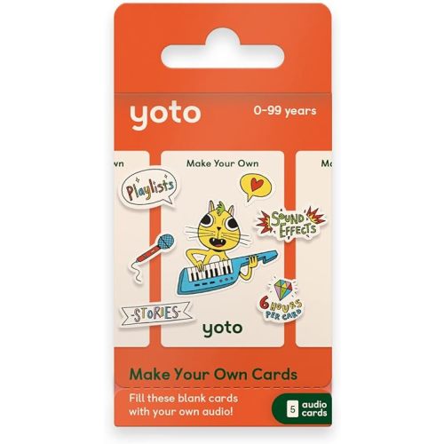 YOTO Make Your Own Cards – 5 Blank Audio Cards for Use with Player & Mini All-in-1 Audio Device, Record & Play Stories Music Radio Podcasts Birthday Messages & Fun Educational Learning Activities