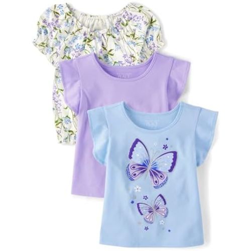 The Children's Place Baby Girls' and Toddler Short Sleeve Flutter Shirt