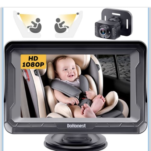 DoHonest Baby Car Camera HD 1080P - Rear-Facing Car Baby Monitor with Night Vision, Adjustable View Angle, Easy Setup, Anti-Glare Display, Safety for Kids & Infants
