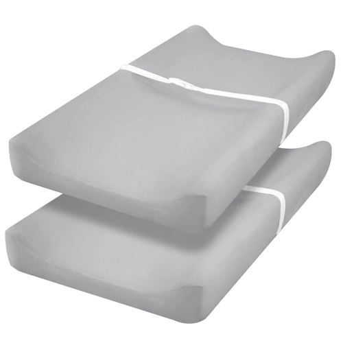 PHF Baby Changing Pad Covers for Boys Girls, 2 Pack Ultra Soft Breathable Microfiber Changing Pad Table Sheets for Most Baby Changing Pads, Grey & Grey