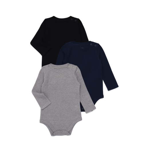 Garanimals Baby Boys Thermal Bodysuits with Long Sleeves, 3-Pack, Sizes 0-24 Months