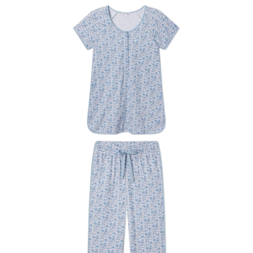 LAKE | Women | Pima Cotton Pajamas | delft blue garden floral Maternity Short Long Set