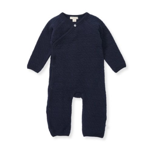 Organic Cotton Quilted Bee Wrap Front Baby Jumpsuit Midnight