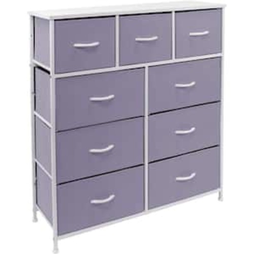 39.5 in. L x 11.5 in. W x 39.5 in. H 9-Drawer Pink Dresser with Steel Frame Wood Top Easy Pull Fabric Bins