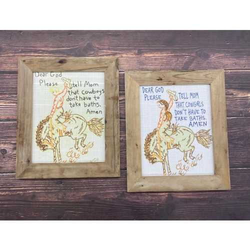 Barn wood framed cowboy picture, cowboy bathroom picture, cowboy nursery decor, western bathroom accessory, rustic home decor, cowboy bath