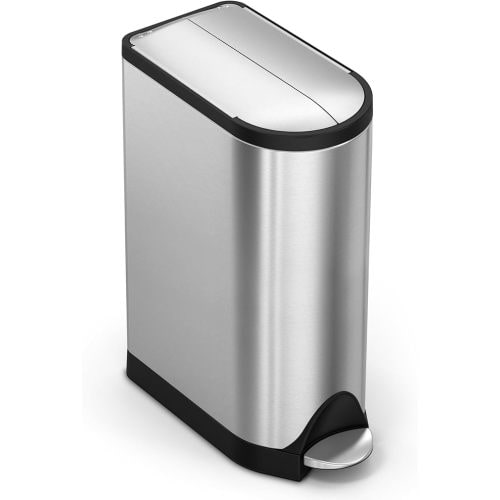 simplehuman 18 Liter / 4.8 Gallon Butterfly Lid Kitchen Step Trash Can, Brushed Stainless Steel