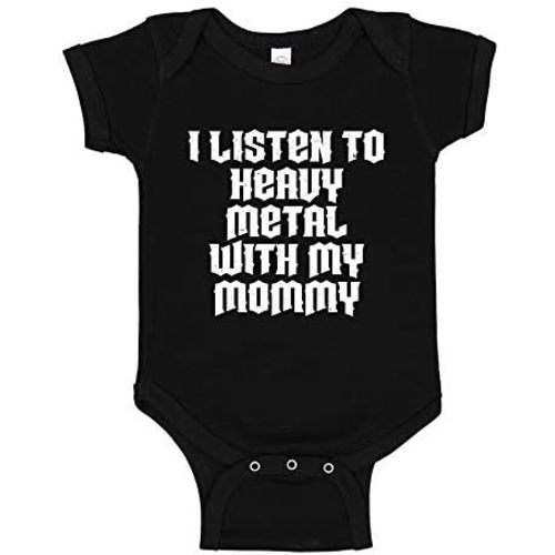 I Listen to Heavy Metal with My Mommy Baby Bodysuit One Piece or Toddler Shirt Music Clothing