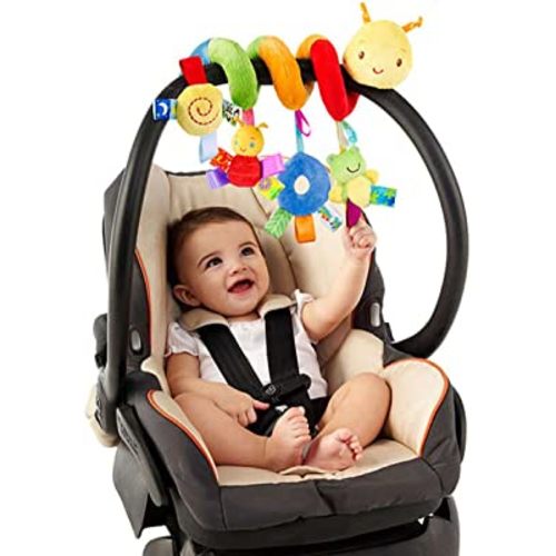 Car Seat Toys, Toys for Car Seat Crib Mobile Bed Around Rattle Bell Cartoon Insect Stroller Hanging Stuffed Wrap Spiral Safety Plush Toys for Crib Bed Stroller Car Seat Bar