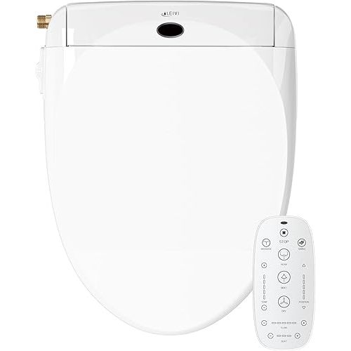LEIVI Smart Bidet Toilet Seat with Wireless Remote and Side Panel, Multiple Spray Modes, Adjustable Heated Seat, Warm Water and Air Dryer, Auto LED Nightlight, Round