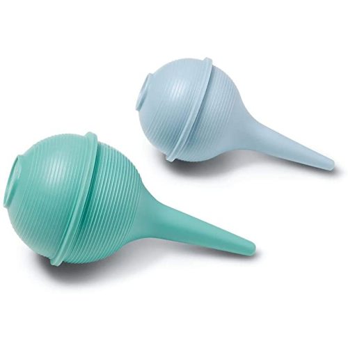 Nasal Aspirator and Ear Wax Bulb Syringes 2 oz Blue, 3 oz Green Combo Pack
