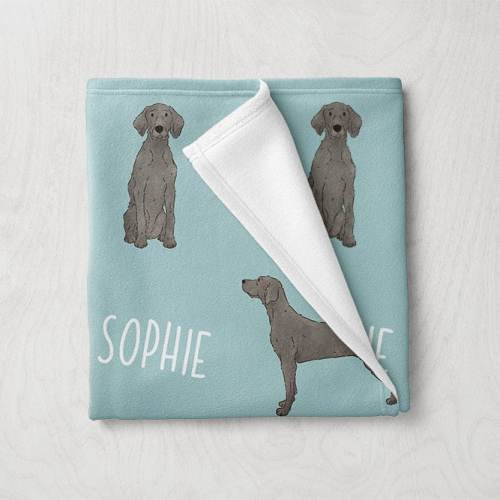Weimaraner Blanket, Custom Name Dog Blanket, Personalized Baby Blanket, Custom Pet Blanket, Dog Themed Gifts, Baby Girl Boy Blanket