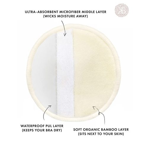 Organic Washable Breast Pads 10 Pack | Reusable Nursing Pads for Breastfeeding with Carry Bag