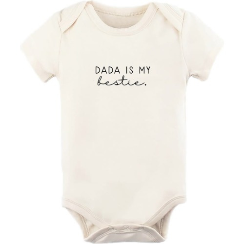 Baby Dada Is My Bestie Organic Cotton Bodysuit, 3-6M, Natural