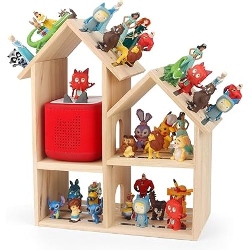 for Tonies Box Shelf Magnetic Storage Shelf, Large 4-Room Loft House for Toniebox 1/2 Player Tonies Figures Characters for Children Room, Wall-Mounted and Desktop Placement