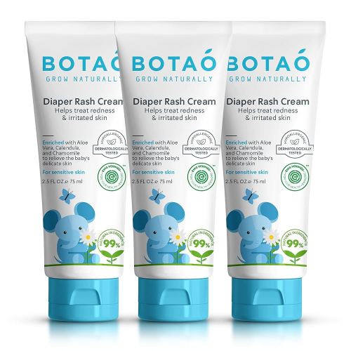 Baby's Natural Diaper Cream | Organic Diaper Cream EWG Verified | Naturally Soothes Baby Rashes | Baby zinc Ointment Natural | For Sensitive Skin with Aloe Vera & Calendula, 2.5Oz (3 Pack)