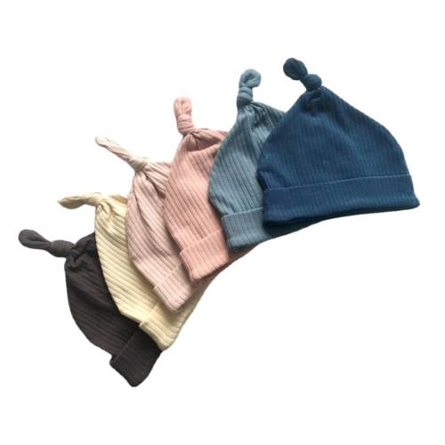 Organic Cotton Ribbed Baby Hat / Knotted Beanie Hat / Newborn Hat