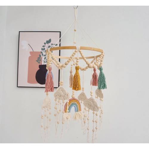 Macrame Mobile, Rainbow Mobile, Tassel Macrame Baby Mobile, Boho Girl Mobile, Boy Nursery Decor, Safari Nursery Decor, Woodland Nursery