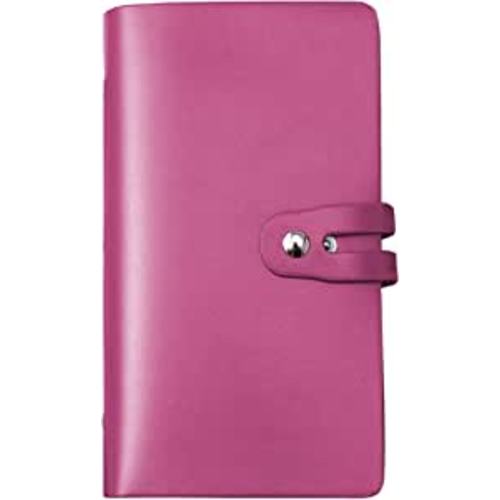 RFID Credit Card Holder, Leather Business Card Organizer with 96 Card Slots, Credit Card Protector for Managing Your Different Cards and Important Documents to Prevent Loss or Damage (Rose Red)