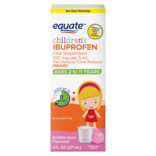 Equate Children's Ibuprofen Oral Suspension 100 mg per 5 mL (NSAID), Bubble Gum Flavor, 8 Fluid Ounce