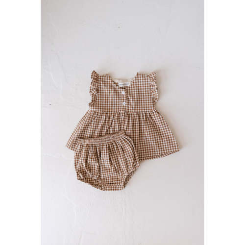 Gingham Bloomer Set in Honey Size 3-6 Months