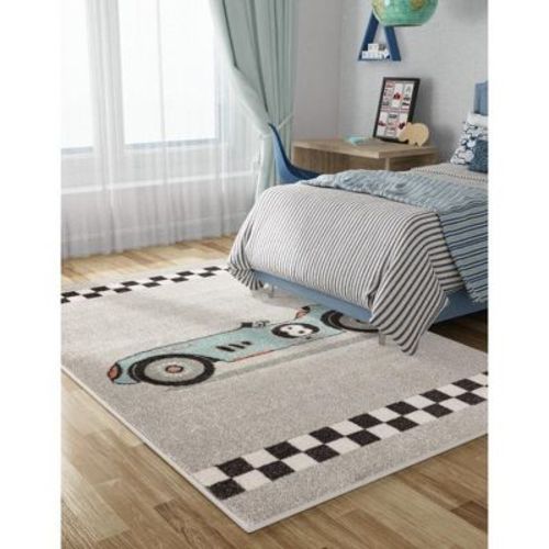 Unique Loom Whimsy Kids Collection Area Rug - Race Car (5' 3" X 8' Rectangle Gray/black)