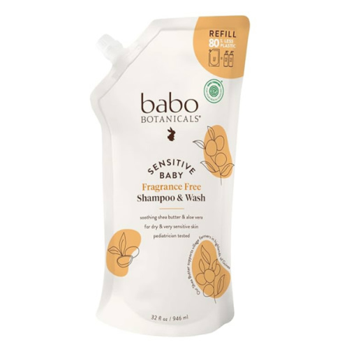 Babo Botanicals Sensitive Baby Fragrance-Free 2-in-1 Shampoo & Wash - Shea Butter, Calendula & Aloe Vera - EWG Verified - Cruelty-Free - Vegan - Pediatrician Tested - For Babies & Kids