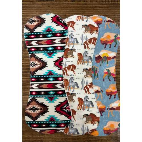 3 piece Western burp cloth set