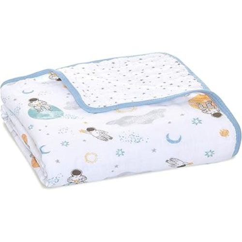 aden + anais essentials Dream Blanket, Muslin Baby Blankets for Girls & Boys, Ideal Lightweight Newborn Nursery & Crib Blanket, Unisex Toddler & Infant Bedding, Shower & Registry Gift, Space Explorers