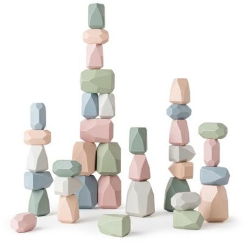 Comfy Cubs Stacking Rocks 36 Pieces, 36 Months+, Toddler Stacking Blocks, Wooden Rocks Sensory Toys, Boy Pack