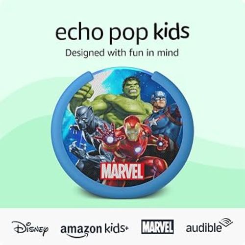 Amazon Echo Pop Kids (newest model), Designed for kids, with parental controls, Includes 6 months of Amazon Kids+, Marvel's Avengers