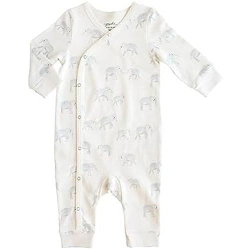 PEHR Kimono Romper, Follow Me Elephant | 100% Organic Cotton Baby Outfit | Sizes 0-6 Months