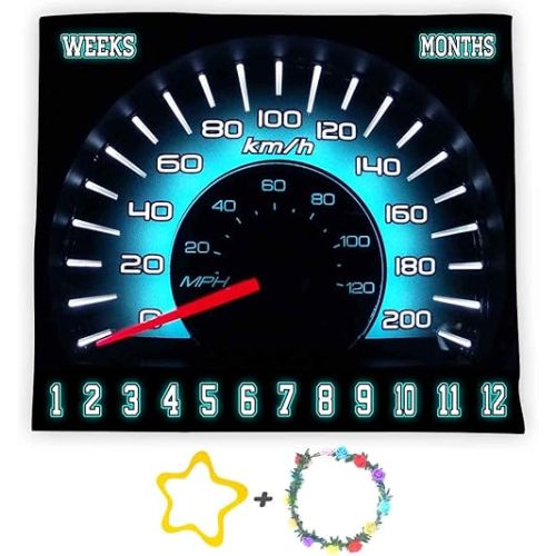Racing Car Baby Monthly Milestone Blanket, Rally Speedometer,48x40in Soft Flannel, Newborn Mom Gifts, Baby Shower Age Growth Tracker with Bonus Maker BTLSSS43