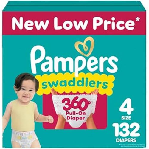 Pampers Diapers - Swaddlers 360 - Size 4, 132 Count, for up to 100% Leakproof Premium Skin Protection