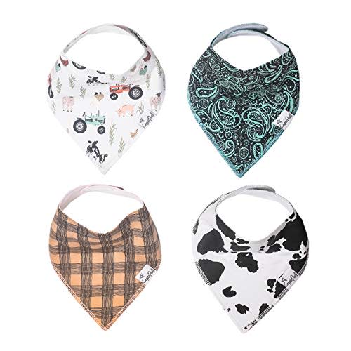 Copper Pearl Baby Bandana Bibs - 4 Pack Soft Cotton Baby Bibs for Drooling and Teething, Absorbent Drool Bibs for Baby Girl and Boy, Adjustable to Fit Newborns to Toddlers, Tons of Styles (Jo)
