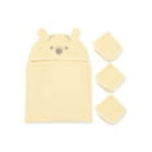 Disney Baby Wishes + Dreams Character Infant Baby Bath Set, Hooded Towel and 3 Washcloths, One Size