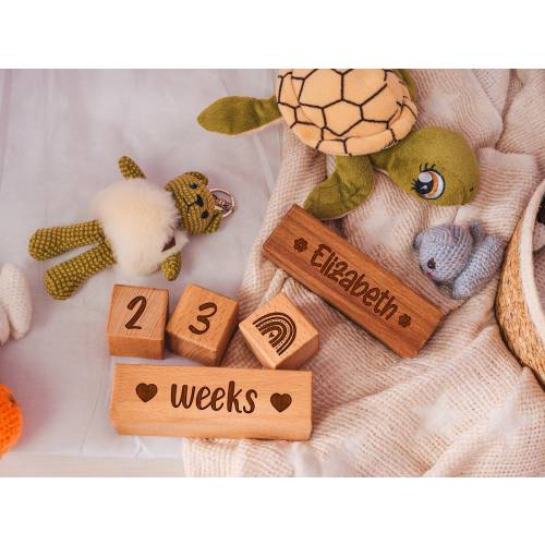 Custom Wooden Monthly Milestone Cubes, Personalized Baby Shower Gift, Name Baby Age Blocks, Newborn Photo Ideas, Week Month Year Blocks
