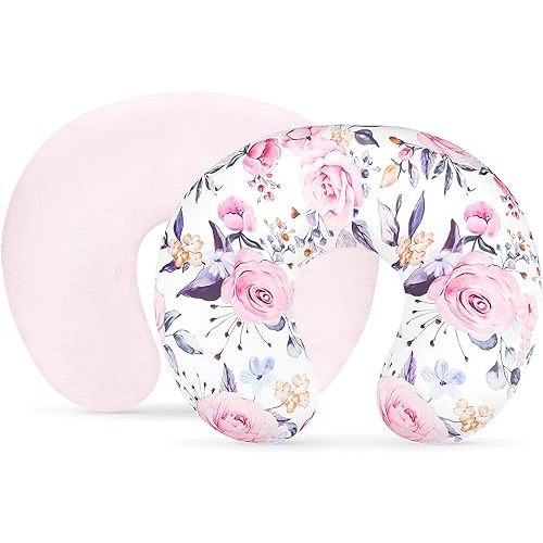 Nursing Pillow Cover 1 Pack, Minky Removable Nursing Pillowcase for Breastfeeding Pillows, Reversible Feeding Slipcover for Baby Boys/Girls, Super Soft Comfortable (Stylish Floral)