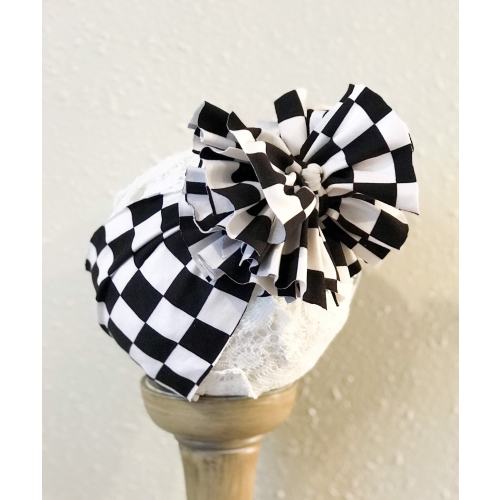 Race Car Baby Girl Messy Bow Headwrap, Checkered Headband, Baby Shower Gift, Messy Bow, Dirtbike Toddler Head Wrap with Big Bow, Motocross