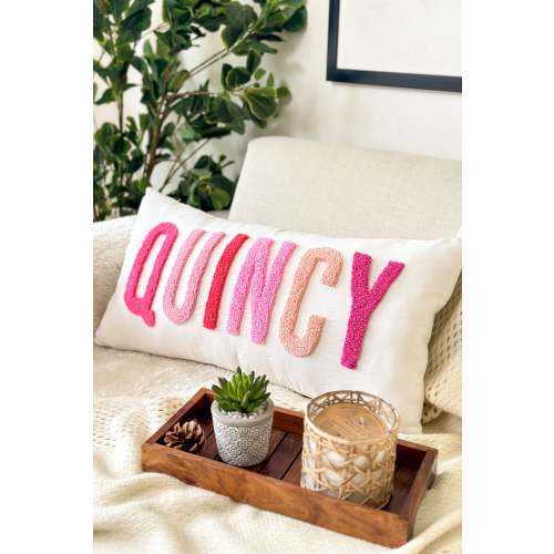 Personalized Baby Girl Room Name Pillow Cover, Baby Girl Nursery Pillow, Punch Needle, Girl Kid Gift, Dorm Gift, Graduation Gift