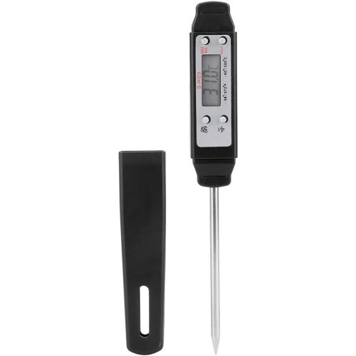 Portable Digital Pen Type Thermometer with Probe for Kitchen Cooking BBQ Meat Fry Food MilkBlack (Black)