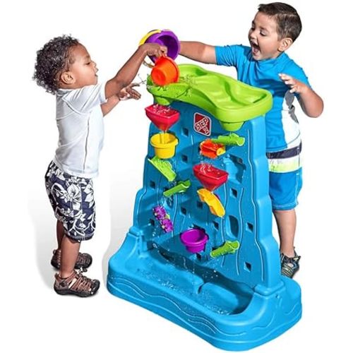 Step2 Waterfall Discovery Wall, Kids Double-Sided Water and Sand Activity Sensory Table, Summer Outdoor Toys, 13 Piece Toy Accessories, For Toddlers 1.5+ Years Old