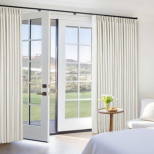 Extra Wide 60 Inch Width Blackout Curtains 92 Inches Long for Bedroom Living Room Darkening Linen Pinch Pleated Office Thermal Insulated Ceiling Track Window Sliding Door Drapes Cream 60x92 1 Panel