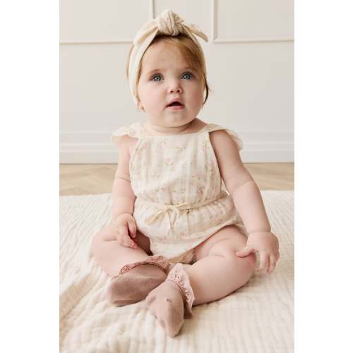 Organic Cotton Muslin Luciana Playsuit - Emelia Pink
