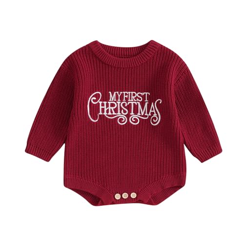 Adobabirl Baby Girl Boy Knitted Sweater Bubble Romper Long Sleeve Jumpsuit Festival Outfit Fall Winter Spring Clothes