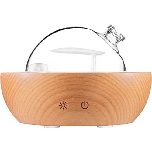 Glass Essential Oil Diffuser,Real Wood Base,The 2024 Upgrade Aromatherapy Diffuser,Aroma Diffuse Humidifier,LED Light in 7 Colors,Suitable for Home Office Bedroom