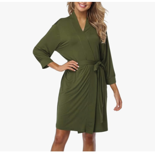 Old-Times Cotton Kimono Robes for Women Short Soft Knit Bathrobe Lightweight Sleepwear Loungewear Ladies