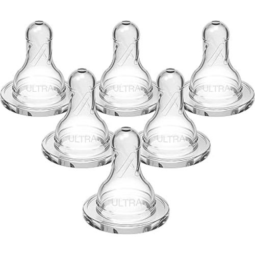 Dr. Brown's Ultra-Preemie Narrow Baby Bottle Nipple, Specialty Extra Slow Flow Rate, 100% Silicone Bottle Nipple, BPA Free, 0m+, 6 Pack