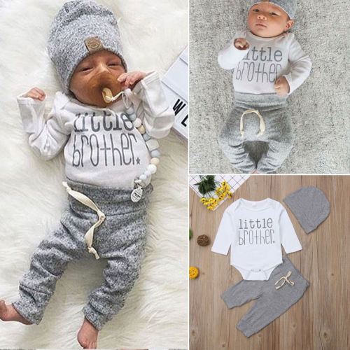 Newborn Infant Baby Boy Little Brother's Romper Pants Trousers Outfit Clothes