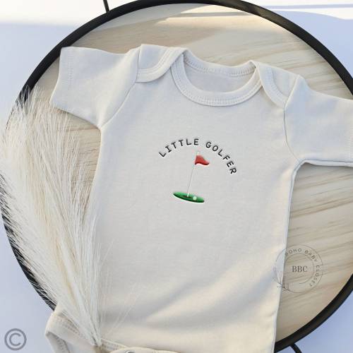 Embroidered Little Golfer Onesie® Brand, Baby Golf Onesie® Golfing Buddy, Pregnancy Announcement Onesies® Custom Natural Onesies® Misc 276